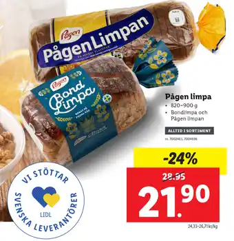 Lidl Pågen limpa 820-900g erbjuda