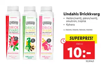Lidl Lindahls Drickkvarg 330ml erbjuda