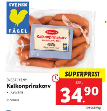 Lidl Enebacken Kalkonprinskorv 320g erbjuda