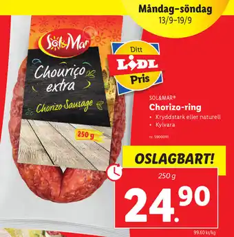 Lidl Sol & Mar Chorizo-ring 250g erbjuda