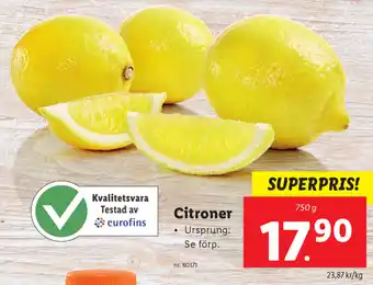 Lidl Citroner 750g erbjuda