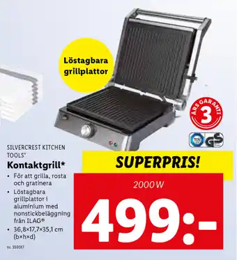 Lidl Silvercrest Kitchen Tools Kontaktgrill 2000W erbjuda