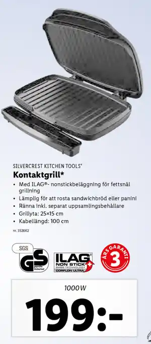 Lidl Silvercrest Kitchen Tools Kontaktgrill 1000W erbjuda