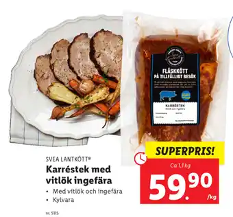 Lidl Svea Lantkött Karréstek med vitlök ingefära 1,1kg erbjuda