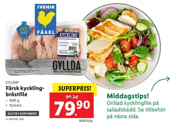 Lidl Gyllda Färsk kycklingbröstfilé 800g erbjuda