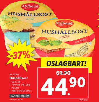 Lidl Milbona Hushållsost 1,1kg erbjuda