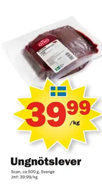Pekås Ungnötslever Scan ca 500 g erbjuda