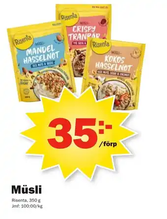 Pekås Müsli Risenta 350 g erbjuda