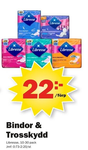 Pekås Bindor & Trosskydd Libresse 10-30 pack erbjuda