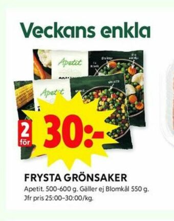 ICA Kvantum Apetit Grönsaker erbjuda
