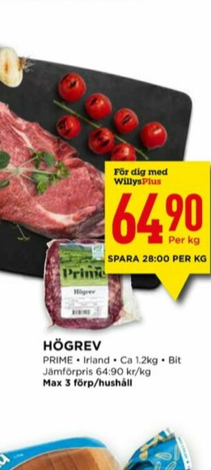 Willys Prime Högrev erbjuda