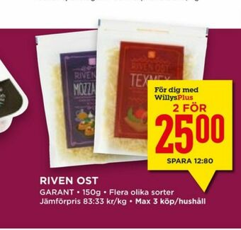 Willys Hemma Garant Riven ost erbjuda