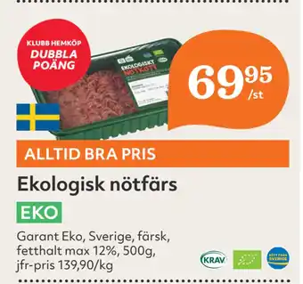 Hemköp Ekologisk nötfärs erbjuda