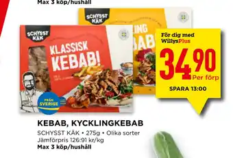 Willys Kebab, kycklingkebab erbjuda