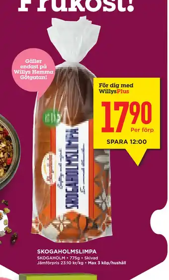 Willys Hemma Skogaholmslimpa erbjuda