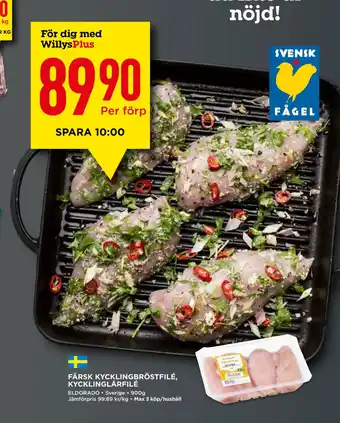 Willys Färsk kycklingbröstfilé, kycklinglårfilé erbjuda