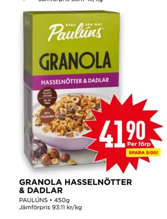 Willys Granola hasselnötter & dadlar erbjuda