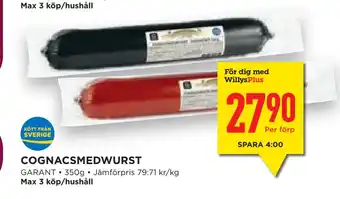 Willys Hemma Cognacsmedwurst erbjuda