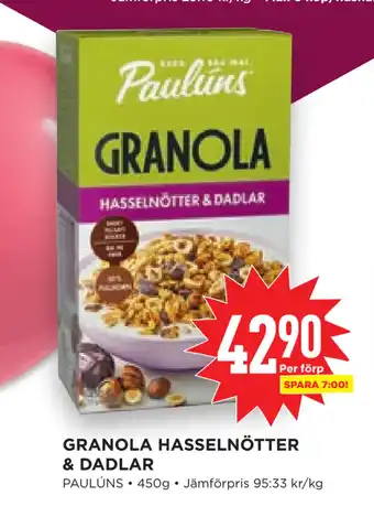 Willys Hemma Granola hasselnötter & dadlar erbjuda