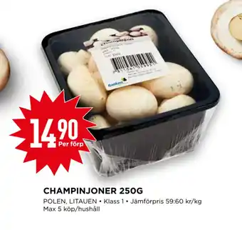Willys Champinjoner 250g erbjuda