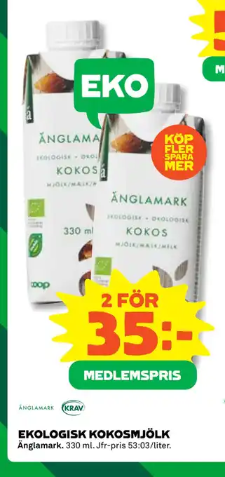 Coop Ekologisk kokosmjölk erbjuda