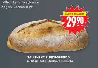 Willys Italienskt surdegsbröd erbjuda