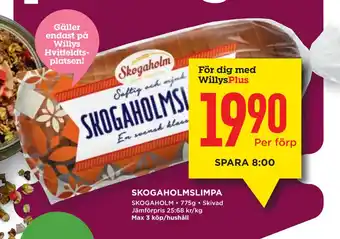 Willys Skogaholmslimpa erbjuda