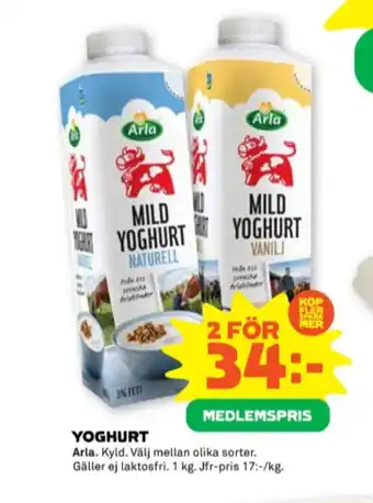 Stora Coop Arla yoghurt erbjuda