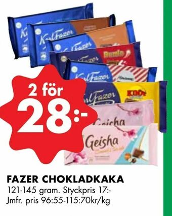 ÖoB Fazer chokladkaka erbjuda