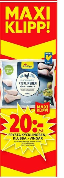 ICA Maxi Kronfågel Kycklingklubbor erbjuda