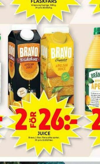 ICA Maxi Bravo Juice erbjuda