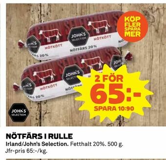 Coop Daglivs Nötfärs i rulle erbjuda