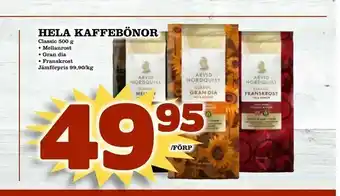 Hela kaffebönor