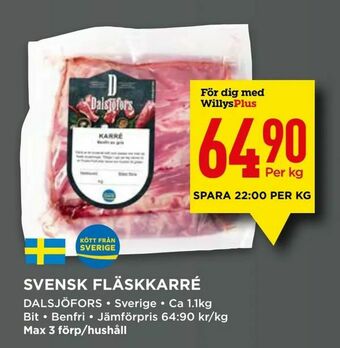 Willys Svensk fläskkarré erbjuda