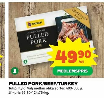 Coop Pulled pork/beef/turkey erbjuda