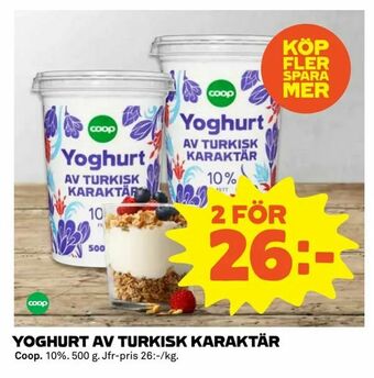 Coop Extra Yoghurt av turkisk karaktär erbjuda