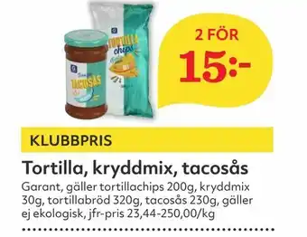Hemköp Tortilla, kryddmix, tacosås erbjuda