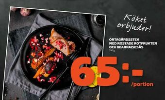 Örtagårdsstek med rostade rotfrukter och bearnaisesås