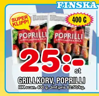 Nya Pulsen Grillkorv, poprilli erbjuda