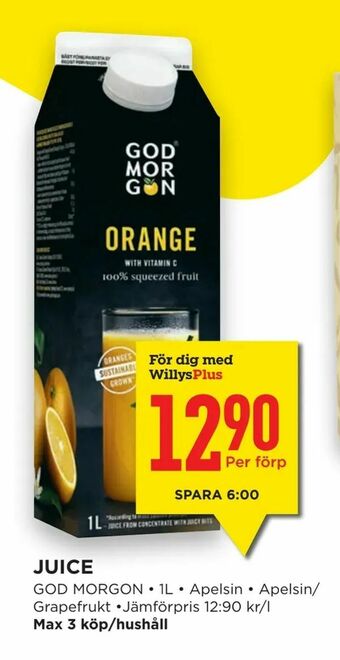 Willys Hemma Juice erbjuda