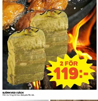 Björkved i säck