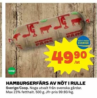 Hamburgerfärs av nöt i rulle