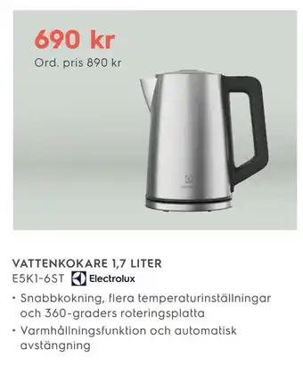 Electrolux Home Vattenkokare 1,7 liter erbjuda
