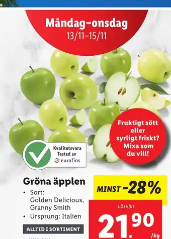 Lidl Gröna äpplen erbjuda