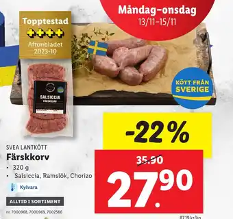 Lidl SVEA LANTKÖTT Färskkorv erbjuda