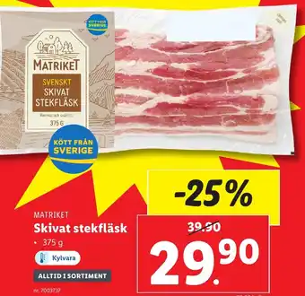 Lidl MATRIKET Skivat stekfläsk erbjuda