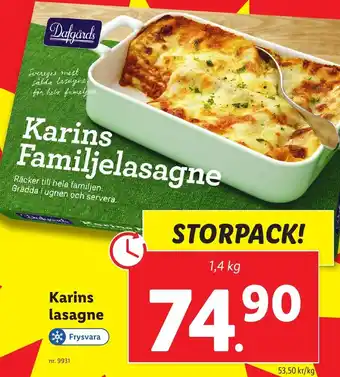 Lidl Karins lasagne erbjuda