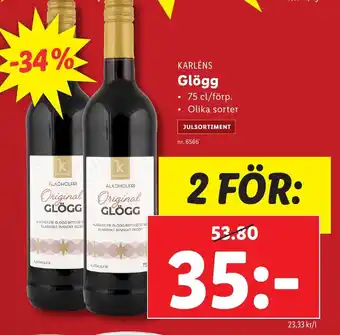 Lidl KARLÉNS Glögg 75 cl erbjuda