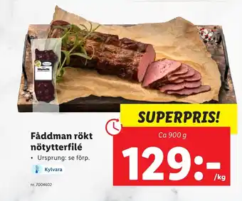 Lidl Fåddman rökt nötytterfilé erbjuda