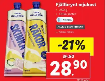 Lidl Fjällbrynt mjukost erbjuda
